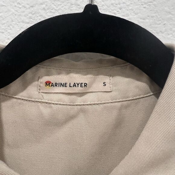 Marine Layer Jumpsuit Womens Small Beige Short Sleeve Button Front Utility - Picture 4 of 11